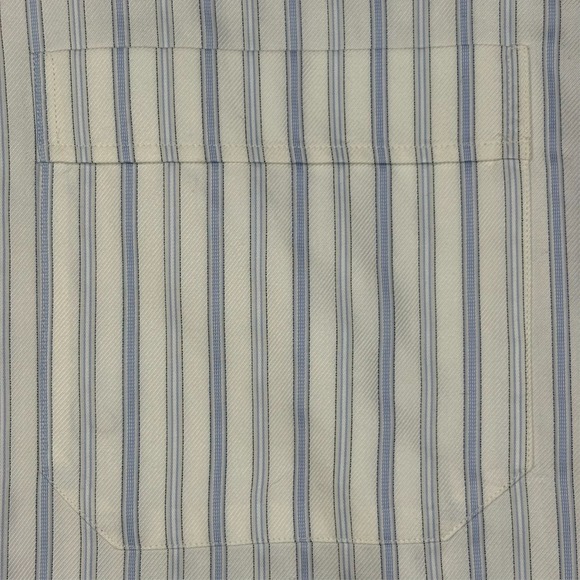 Canali Striped Dress Shirt Mens 17 White Blue Stripe Cotton Spread Collar Italy - Picture 6 of 11